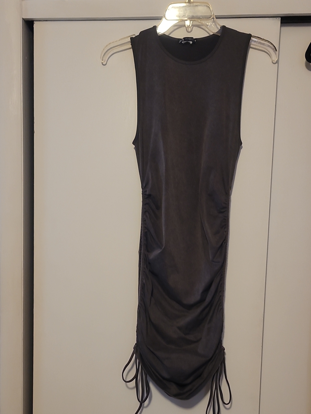 Zara Charcoal Sleeveless Ruched Tank Dress